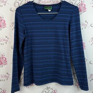 Higher state sparkly long sleeve shirt  Women's Navy Striped Long Sleeve Top